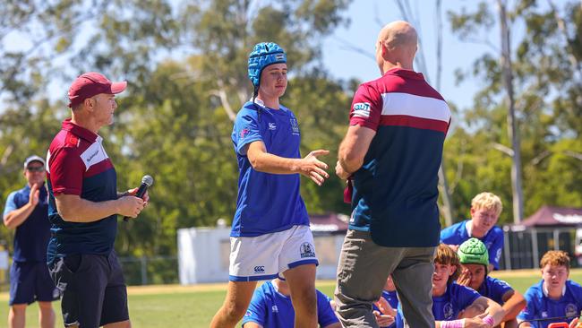 Toby Bretherton. Buildcorp Emerging Reds Cup action from the day one match between Queensland Country Under-14s and Brisbane Junior Rugby Union Under-14s. Picture credit: QRU Media/ Erick Lucero.