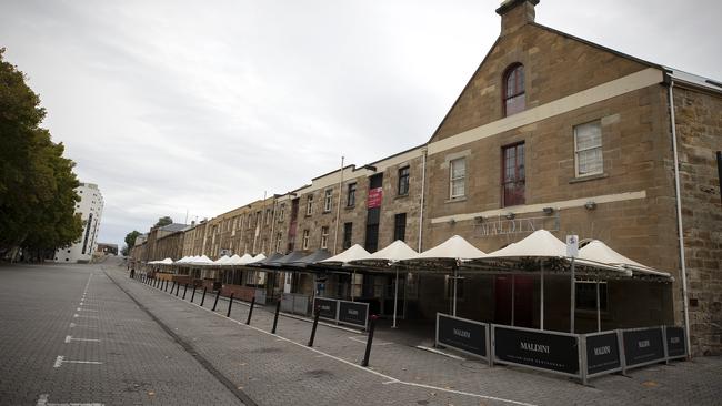 An empty Salamanca Place at the height of the coronavirus shutdown. Picture: CHRIS KIDD