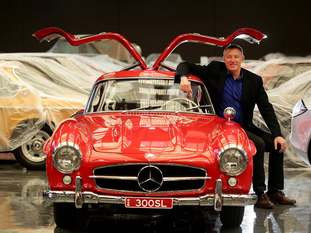 Gosford Classic Car Museum owner Tony Denny pictured with 300SLGulling 1955 at the new museum West Gosford which is opening on Saturday May 28. Picture: Sue Graham