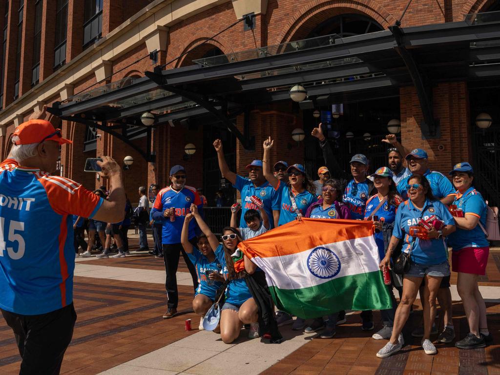 Indian fans at a watch party at Citi Field for the match against Pakistan. Picture: Adam Gray/Getty Images/AFP