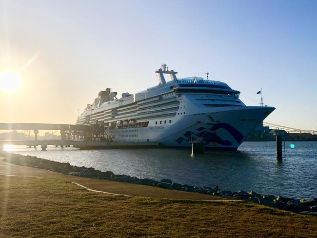 The Coral Princess arrives at Brisbane International Cruise Terminal earlier this month. Picture: Tara Croser