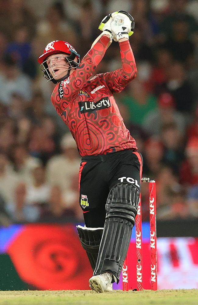 Jake Fraser-McGurk sends one into the stands. Picture: Kelly Defina/Getty Images