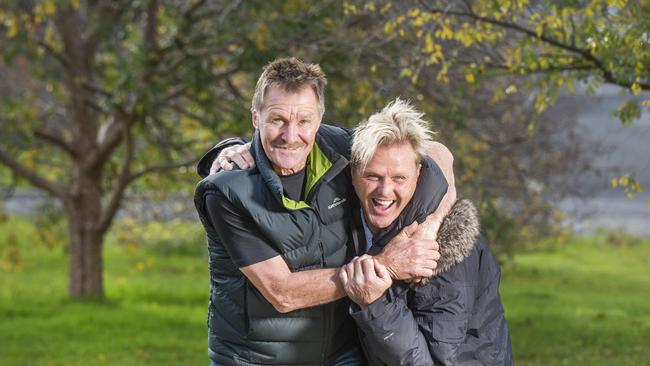 Dermott Brereton meets former Collingwood Star Phil Carman. Picture: Rob Leeson.