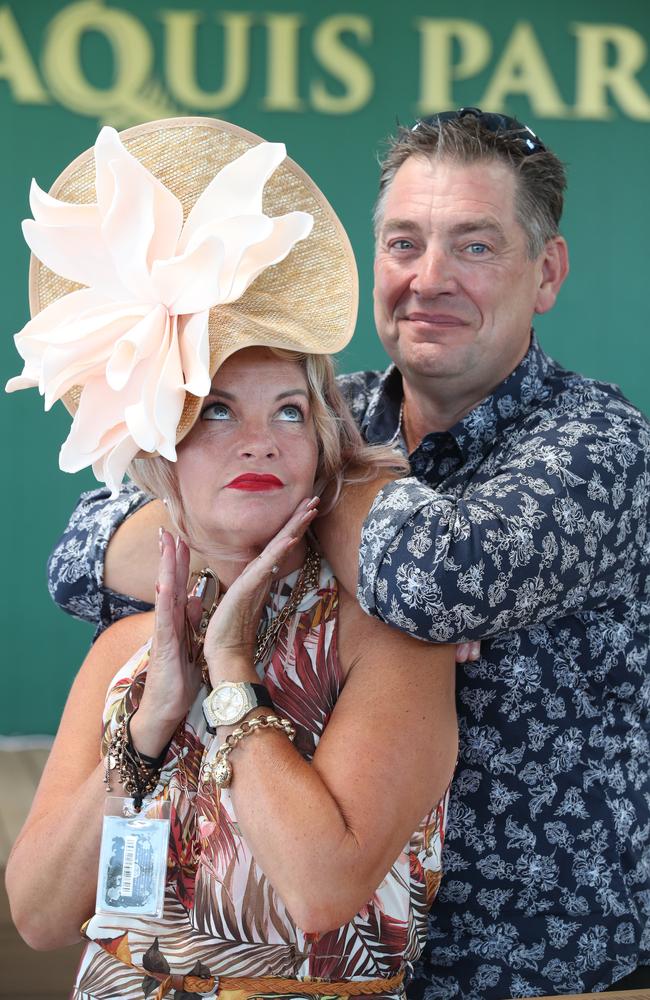 Thursday edition of Magic Millions at Gold Coast Turf Club. Nicole Wotherspoon and Patrick Peterson from Toowoomba dressed for success. Picture Glenn Hampson