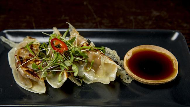 Burleigh Heads restaurant Mr Hizola’s. Pork Pot Stickers, Dim Sum. Picture: Jerad Williams