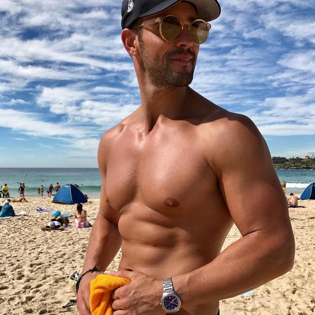 Kris Smith at North Bondi Beach, Sydney. Picture: Instagram
