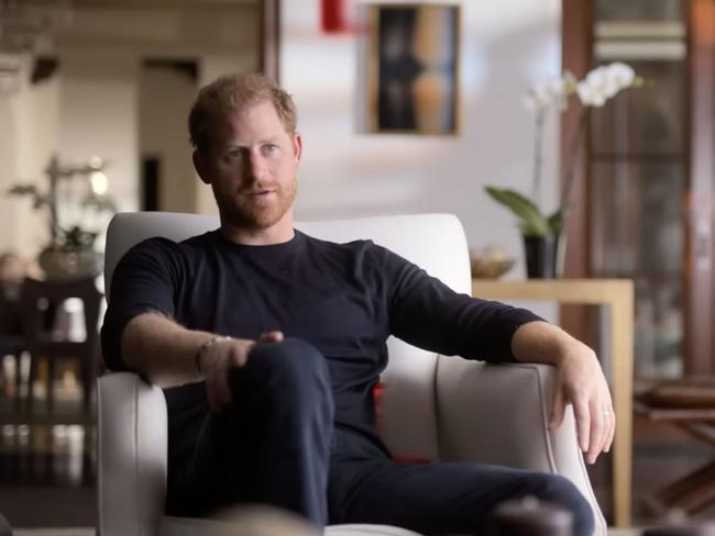 A screengrab of Prince Harry from the Harry and Meghan docuseries trailer. Picture: Netflix