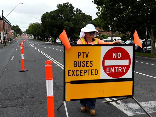 Hoddle Street closed in both directions for major road works. Picture: Nicole Garmston