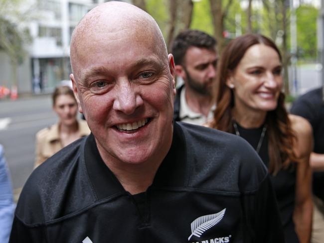 Newly elected National P arty Prime Minister Christopher Luxon Joins his wife Amanda, Nicola Willis and Chris Bishop the morning after the 2023 general elction to celebrate their win and talk to the media in central Auckland, Tamaki Makaurau.NZ Herald Photo by Alex Burton 15 October 2024