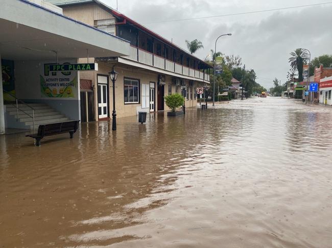 The Laidley CBD was inundated in the early hours of Friday. Picture: Queensland Ambulance Service