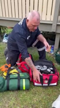 Former paramedic and Glenwood first responder Ron Frame explains the equipment he uses.