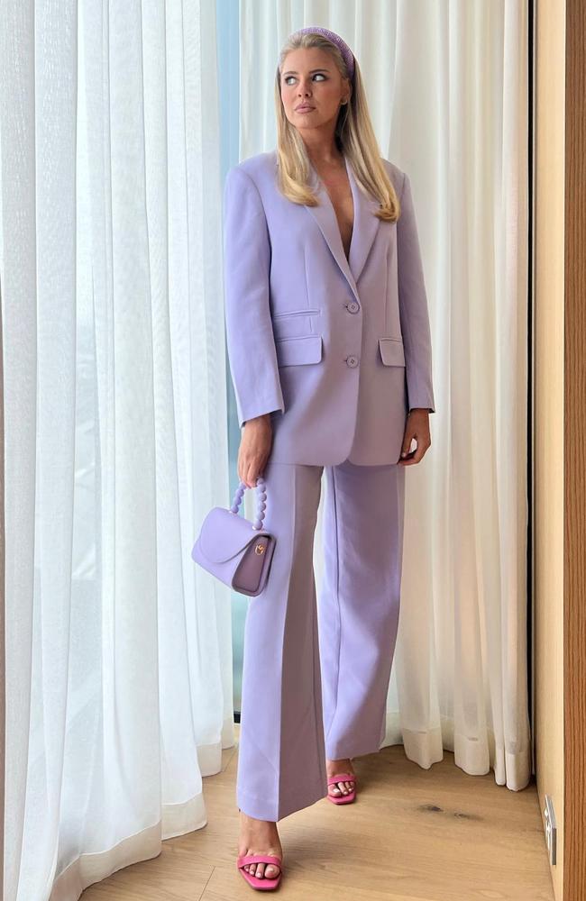 Meanwhile Tegan Martin was one of the few who chose to incorporate purple into her look, wearing an oversized suit from Shona Joy. Picture: Instagram