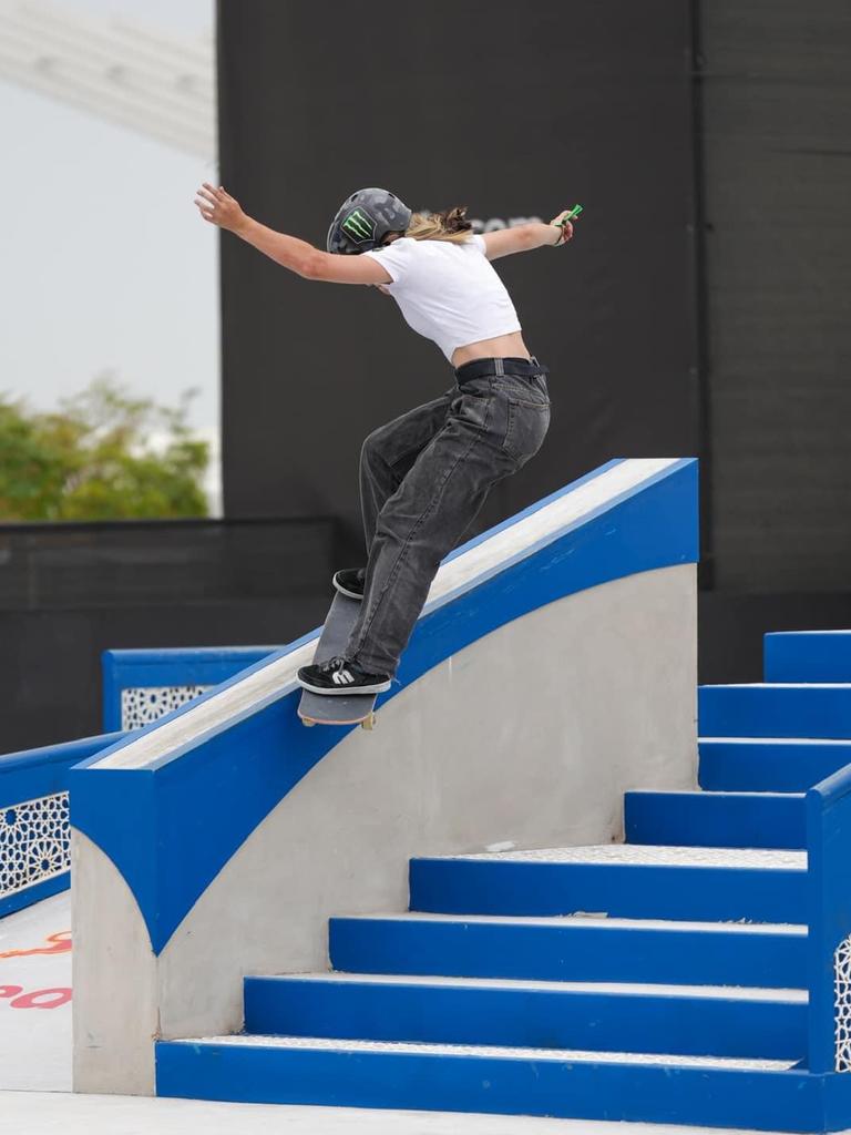 Sunshine Coast skateboarding talent Haylie Powell in action. Picture: Contributed.