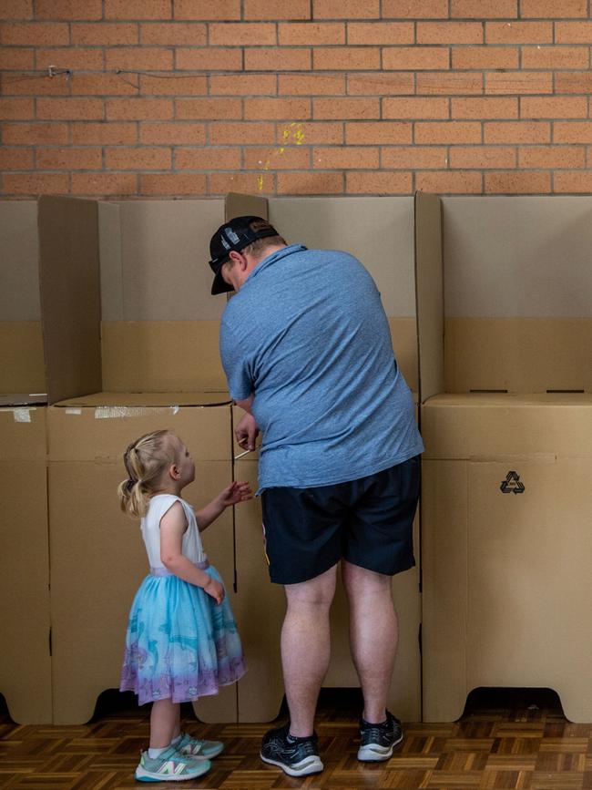 A voter cast his vote at a polling centre in Muswellbrook. Picture: Getty Images