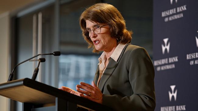 Reserve Bank governor Michele Bullock holding a press conference discussing the Reserve Bank Board's monetary policy decision. Picture: NewsWire / John Appleyard