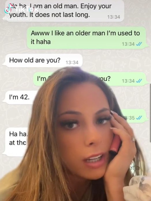 The 21-year-old then shared his text messages with his wife. Picture: TikTok/@danibosey