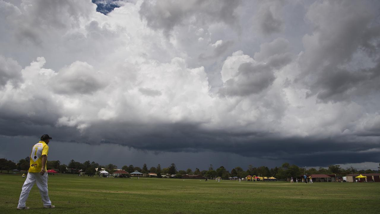 Storm clouds build over Toowoomba as seen over the Western Rivers Cup indigenous cricket carnival run by South West Indigenous Network (SWIN) and Queensland Cricket at Captain Cook ovals, Saturday, January 25, 2020. Picture: Kevin Farmer