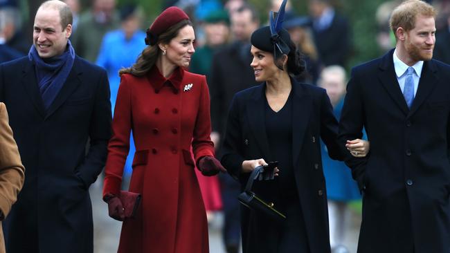 The former dream team pre-Megxit at St Mary Magdalene on the Sandringham estate on December 25, 2018. Picture: Stephen Pond/Getty Images