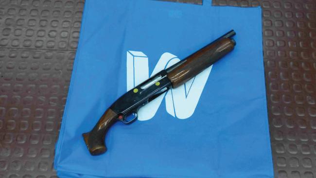 Monis’s shotgun and the Big W bag.