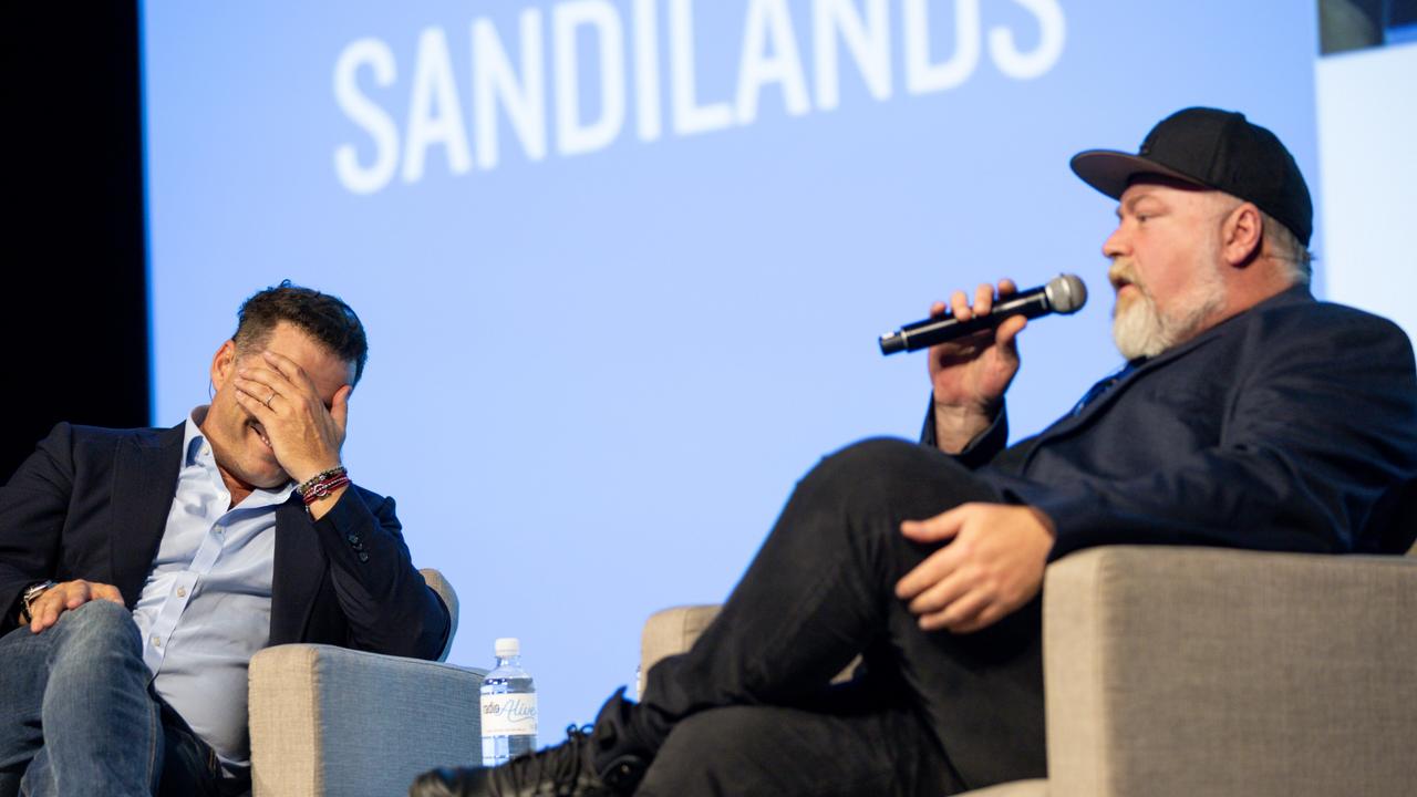 Kyle Sandilands was interviewed by Karl Stefanovic at the recent Radio Alive conference in Brisbane. Picture: Supplied