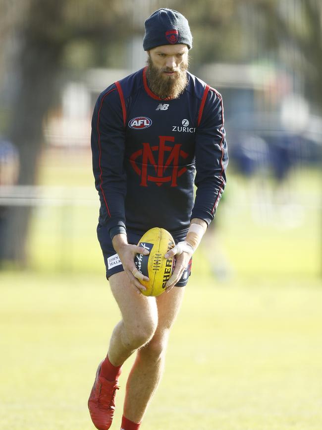 Max Gawn at Melbourne training ahead of the Round 22 clash with the Swans.