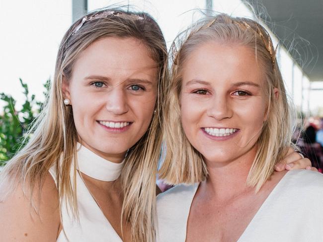 Socials from Adelaide Cup Day on Monday 12 March at Morphettville. Emily Brigham, Chelsea Lienert . Picture: Meaghan Coles