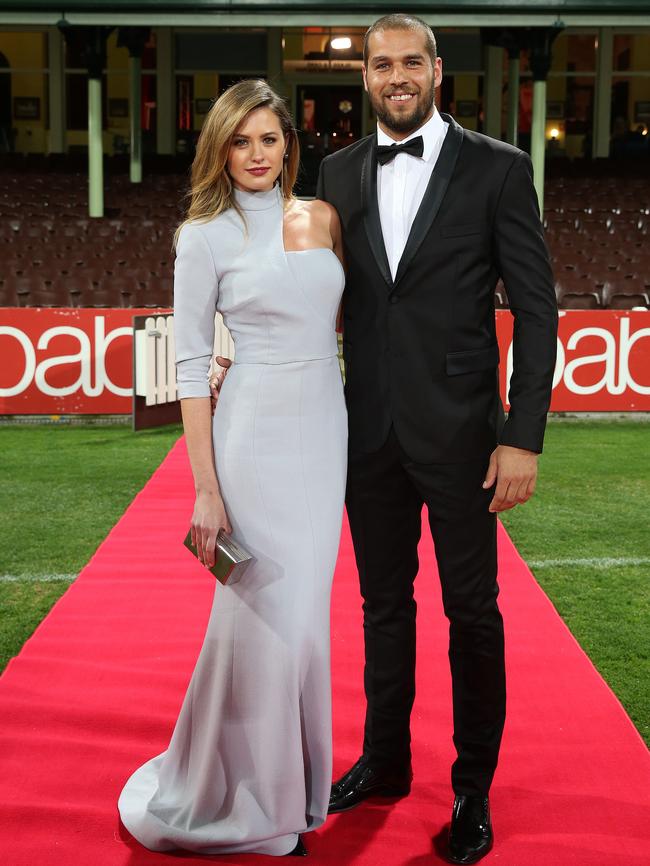 Swans forward Buddy Franklin and Jesinta Campbell at the SCG.