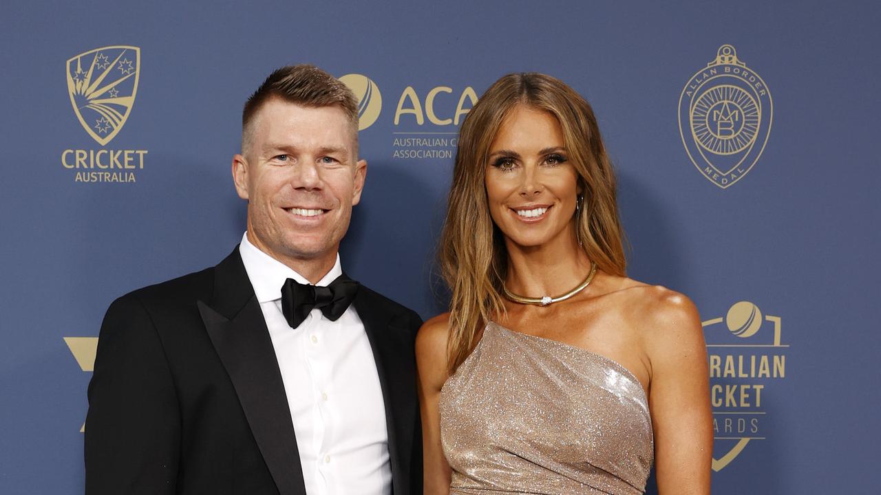 David and wife Candice Warner on the blue carpet at last year’s Australian Cricket Awards. . Picture: Jonathan Ng