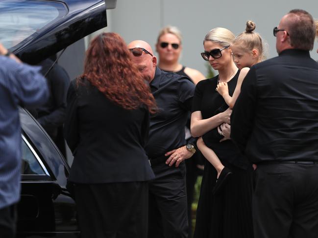 Friends and family attend the funeral of Comanchero bikie Shane Ross.