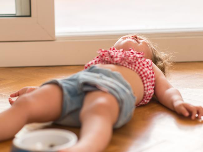 A classic full-body tantrum … Aussies are divided over how to parent kids these days. Picture: Supplied