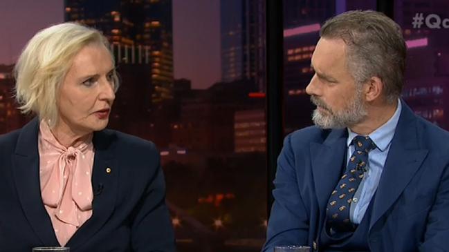 Catherine McGregor and Jordan Peterson on the Q&amp;A panel. Picture: ABC