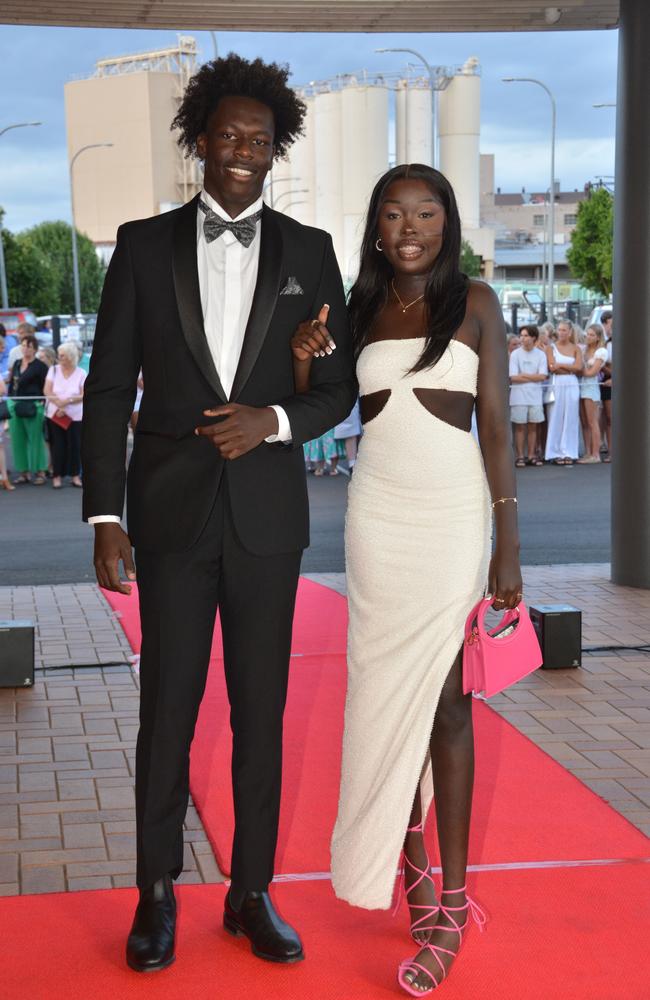 Toowoomba school formals. At the 2023 St Ursula's College formal is graduate Afeng Kag with her partner. Picture: Rhylea Millar