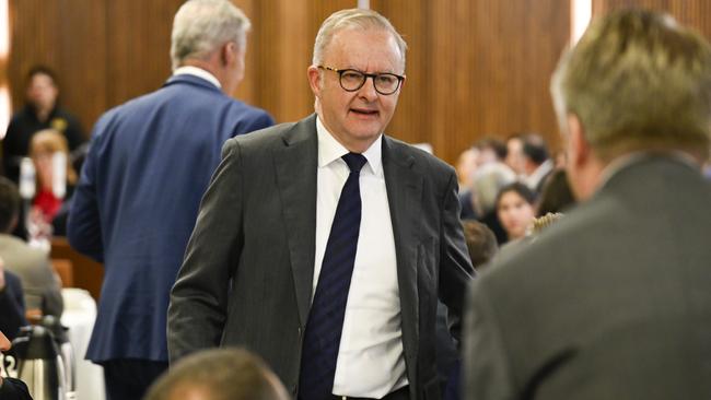Anthony Albanese at the National Press Club in Canberra on Wednesday. Picture: NewsWire / Martin Ollman