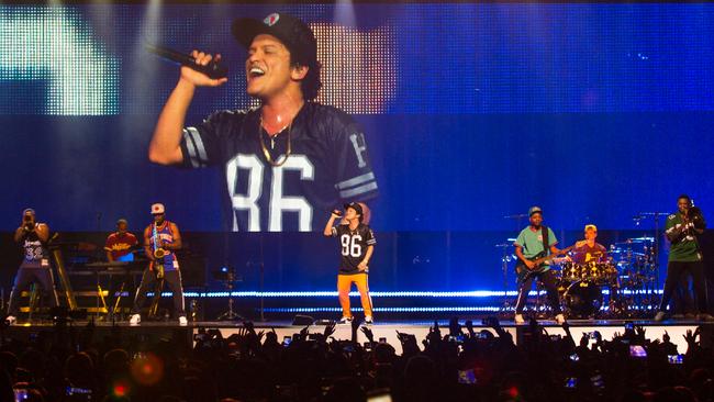 American singer Bruno Mars on stage in New Zealand earlier this month. Picture: Live Nation