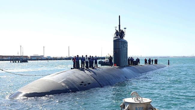 Los Angeles-class submarine USS Annapolis (SSN 760) arriving alongside Diamantina Pier at Fleet Base West, HMAS Stirling, in 2023. Picture: ADF