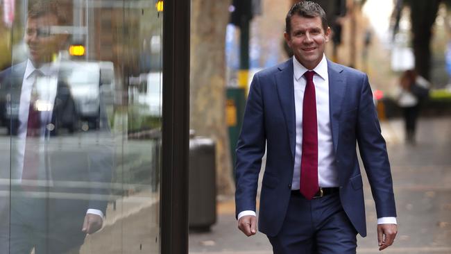 Mike Baird arrives at the inquiry. Picture: Daniel Munoz