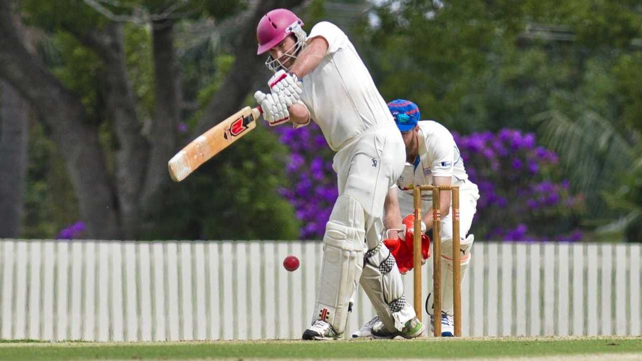 BIG KNOCK: Chris Gillam scored 97 to help Western District to 6-290 on day one of their game against Highfields Railways. Picture: Nev Madsen