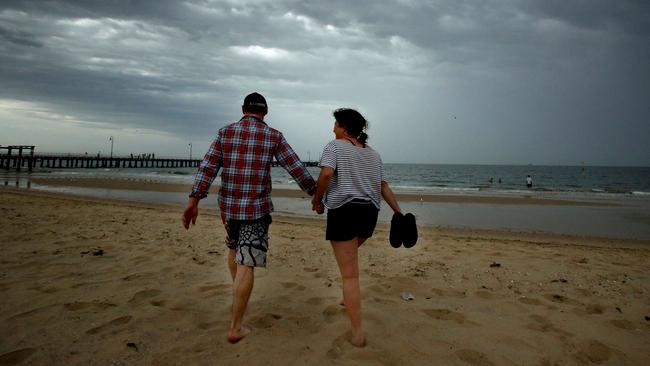 The cool change hit Port Melbourne at 6pm last night. Picture: Stuart Milligan