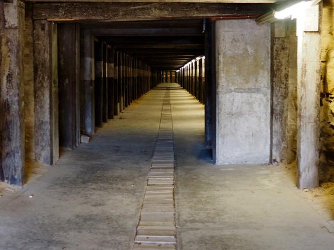 Dog Leg tunnel weaves its way through the belly of Cockatoo Island. Picture: Stephen van der Mark