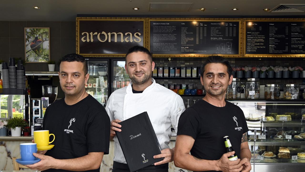 The new owners and staff at Aromas at High Street Plaza. The three brothers, Pradip Bista, Suman Khatri and Yubee Khatri.