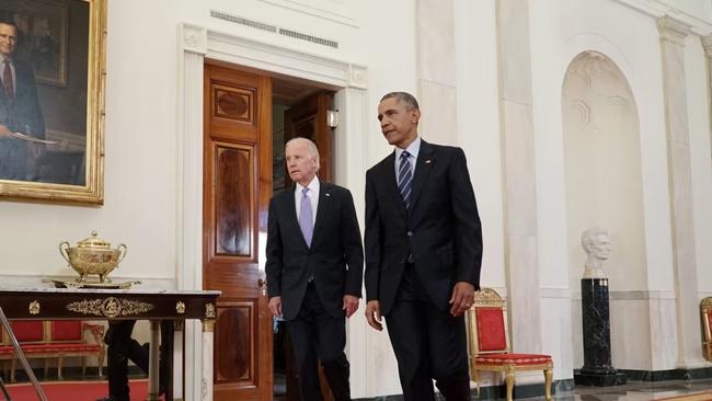 Vice President Joe Biden and President Barack Obama on their way to speak about the nuclear deal with Iran at the White House in July 2015. Picture: Mandel Ngan / AFP via Getty Images