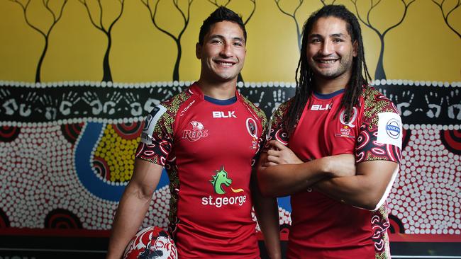 CMSPORTS_Queensland Reds rugby Union players and brothers Anthony & Saia Fain'gaa pictured at the Club's headquarters in Brisbane this morning Thursday May 22, 2014. Pictures: Jack Tran / The Courier Mail