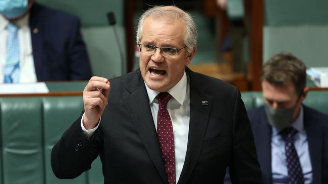 Scott Morrison in question time on Tuesday. Picture: Gary Ramage