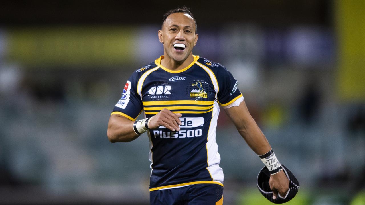 Christian Lealiifano of the Brumbies reacts at GIO Stadium in Canberra.