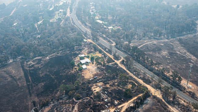 Aerial view of the Great Alpine Road in and around Sarsfield. Picture: Jason Edwards