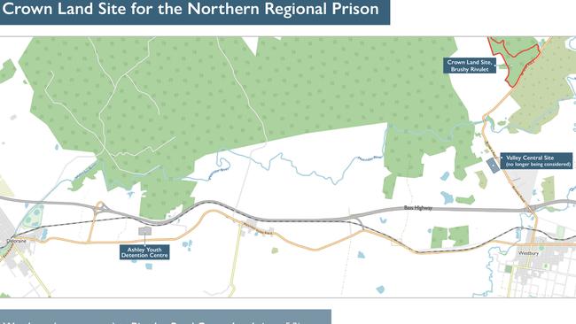 The new Northern Regional Prison flat map Deloraine to Westbury. Picture: SUPPLIED