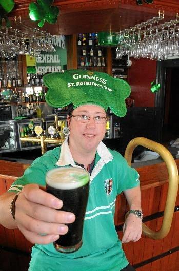 The Gympie Times journalist Matthew Seaniger in the Freemasons hotel Irish Bar having a green beer in 2010. Picture: Contributed