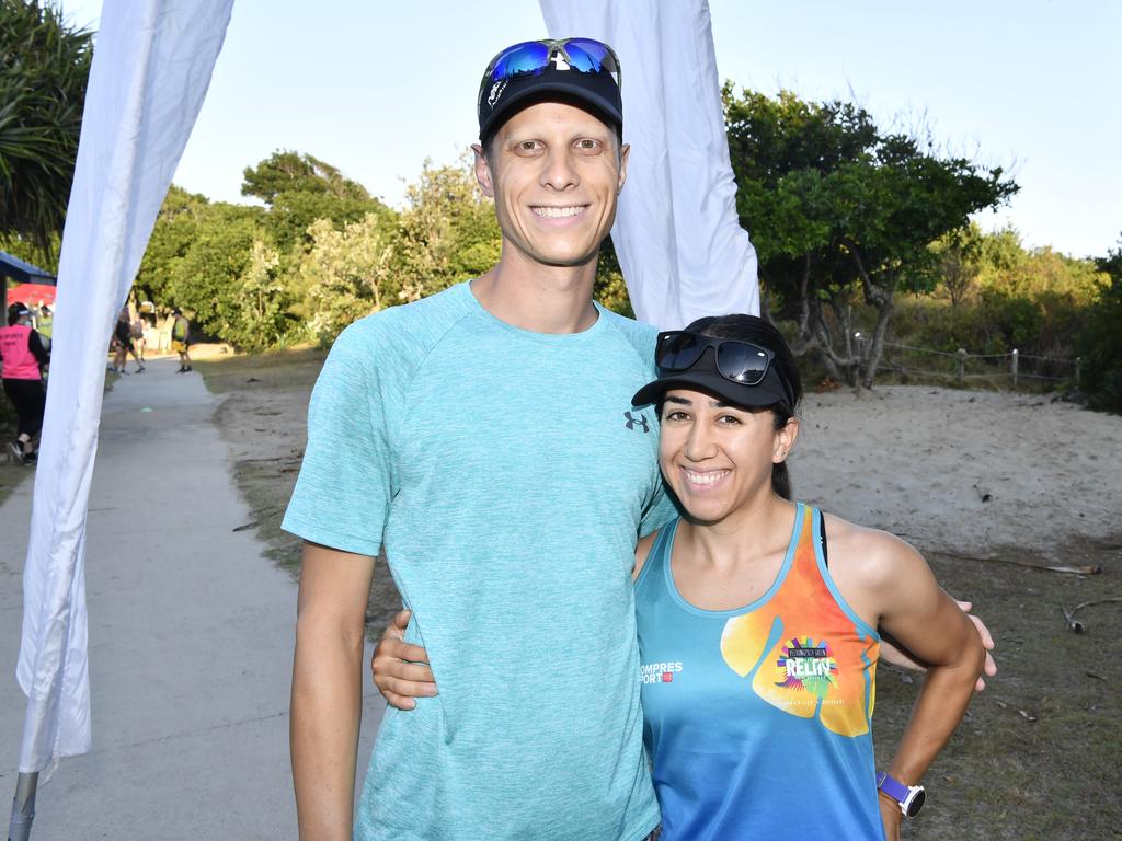 Tully Stanley and Grace Valdez of Brisbane before the Yamba Triathlon Fun Run