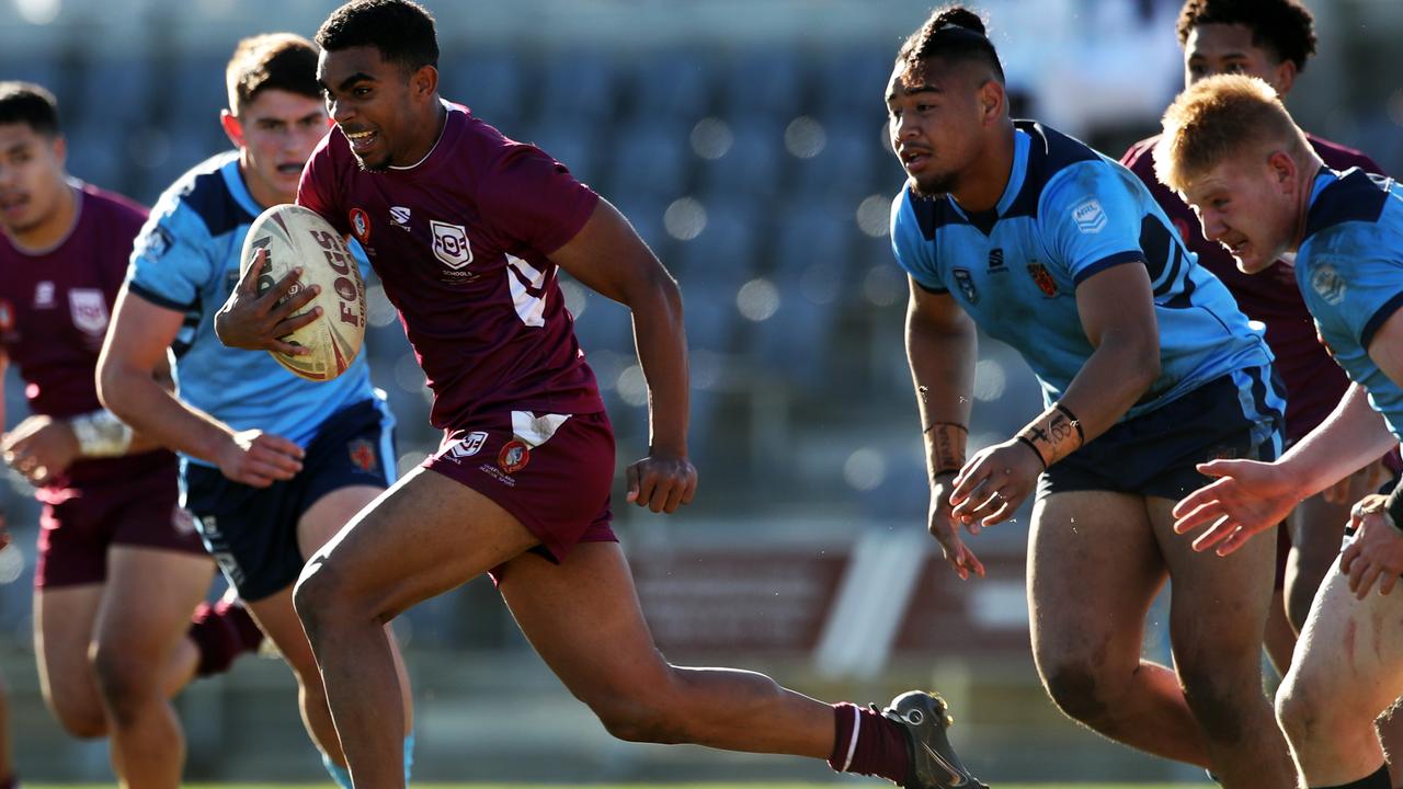 Gabriel Satrick playing for the Queensland schoolboys. Picture: Zak Simmonds