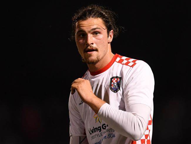 Western United signing Oskar Dillon in action for Gold Coast Knights in last year’s NPL Queensland grand final. Picture: Albert Perez/Getty Images